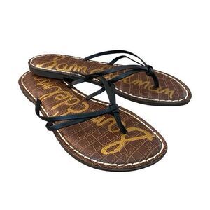 Sam Edelman Gerianne Sandal Flip Flops in Black Size 8 Leather Upper